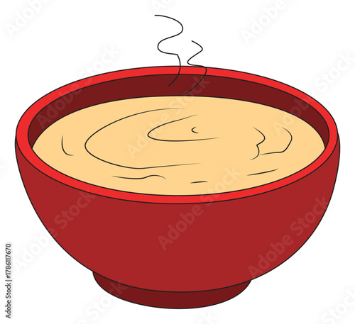 Bowl of tomato soup on white background