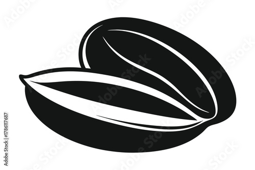 pistachio nut black and white silhouette on white background
