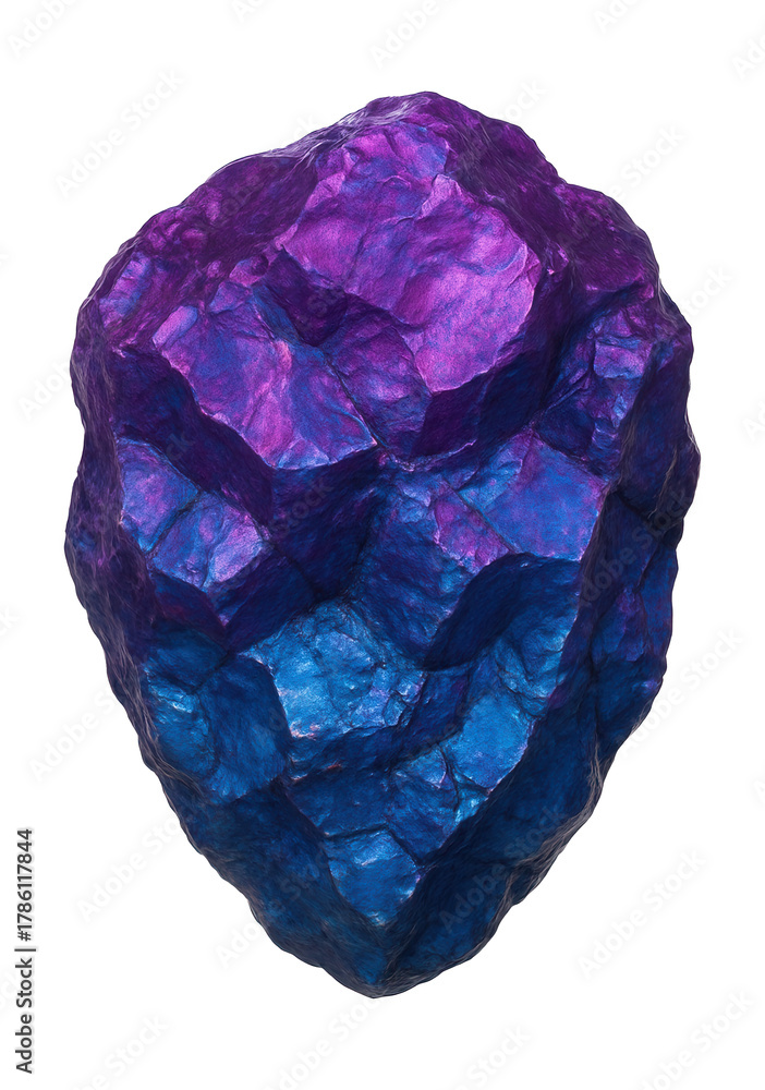 Obraz premium Iridescent peacock ore displaying vibrant purple and blue hues.