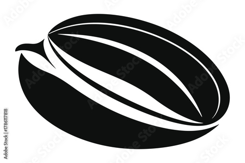 pistachio nut black and white silhouette on white background