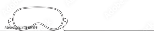 Continuous one line drawing of a sleeping mask. Concept of rest, relaxation and self-care