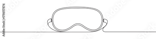 Continuous one line drawing of a sleeping mask. Concept of rest, relaxation and self-care