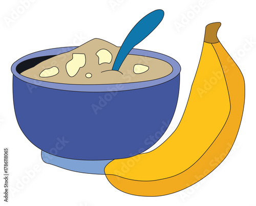 Banana and purees on white background