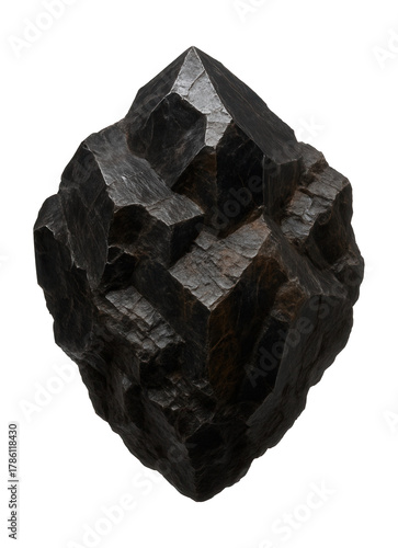 Davidite mineral in a massive form, featuring black to dark brown hues.