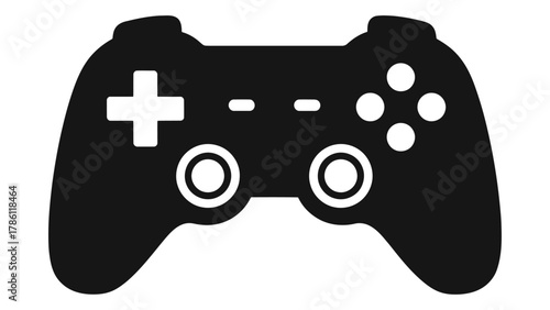 Black gaming controller icon isolated on white background
