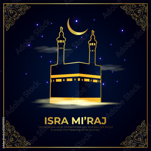 Vector illustration of Al Isra' wal Mi'raj social media template