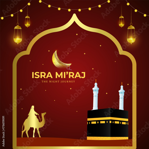 Vector illustration of Al Isra' wal Mi'raj social media template