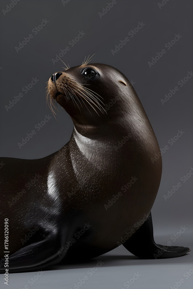 Naklejka premium Studio portrait of a sleek, elegant sea lion