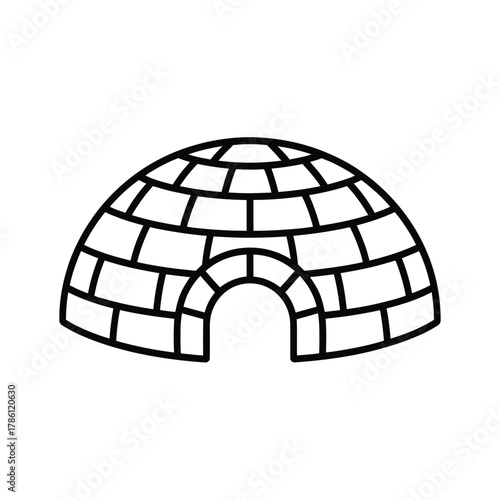 Simple line drawing of an igloo dome shaped dwelling
