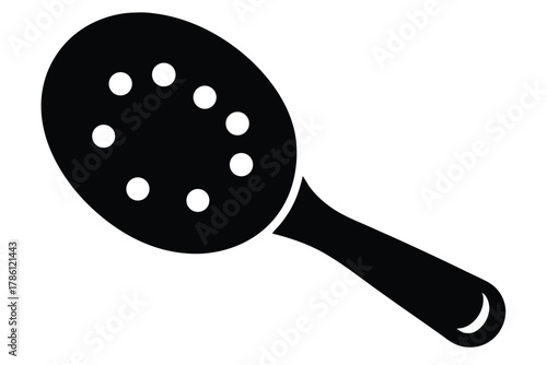 pickleball paddle with ball black and white silhouette
