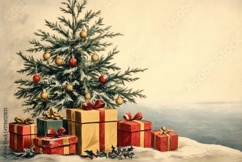 Winter tree with gifts