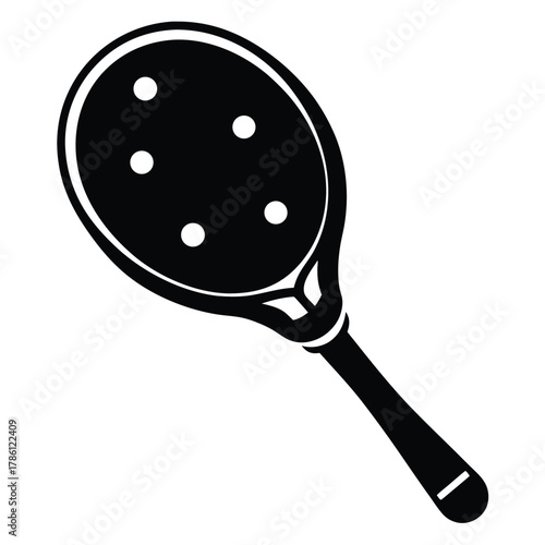 pickleball paddle with ball black and white silhouette