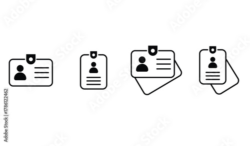 ID Card icon in flat style vector set.