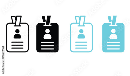 ID Card icon in flat style vector set.