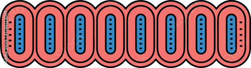 Abstract Row of Oval Cells with Blue Centers pattern