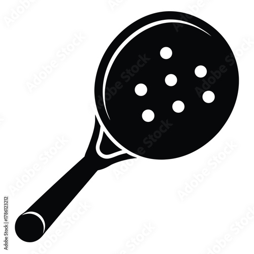 pickleball paddle with ball black and white silhouette