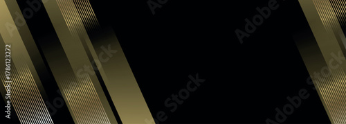 Abstract background with gold overlapping layers and glowing line effect decoration. Modern graphic design concept for web banner, flyer, card or brochure cover. EPS. 8