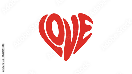 A Bold Red Heart Shaped Word Art for Love A Perfect Graphic for Valentine's Day and Romantic Designs