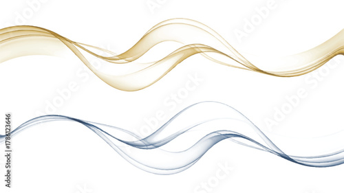 Abstract flowing wave lines in gold and blue, a stylish design element for various projects