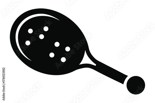 pickleball paddle with ball black and white silhouette