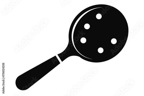 pickleball paddle with ball black and white silhouette