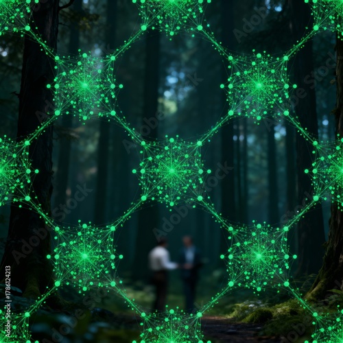 Quantum Grid Corporate Background Green Network 4K Seamless Pattern