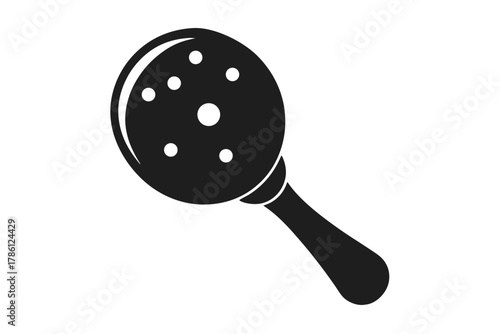 pickleball paddle with ball black and white silhouette