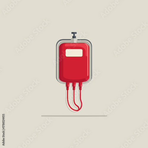 Blood bag illustration with tubes ready for donation or treatment