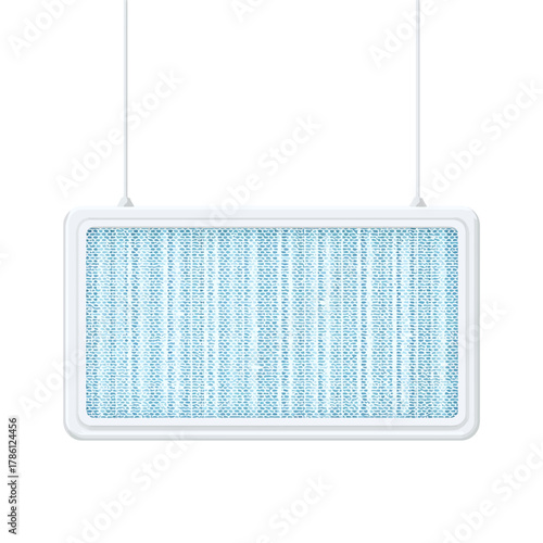 Air filter with intricate mesh pattern hanging from the ceiling