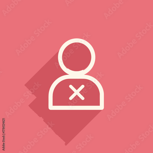 Icon of a removed user with cancel sign on a pink background