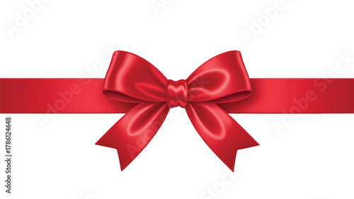 Elegant Red Ribbon Bow Illustration on White Background, Perfect for Gift Wrap and Celebrations