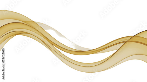 Abstract golden wave design on white background, flowing lines for artistic visuals and modern concepts