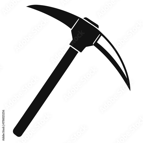 pickaxe black and white silhouette on white background