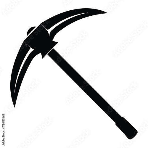 pickaxe black and white silhouette on white background