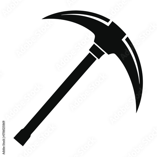 pickaxe black and white silhouette on white background