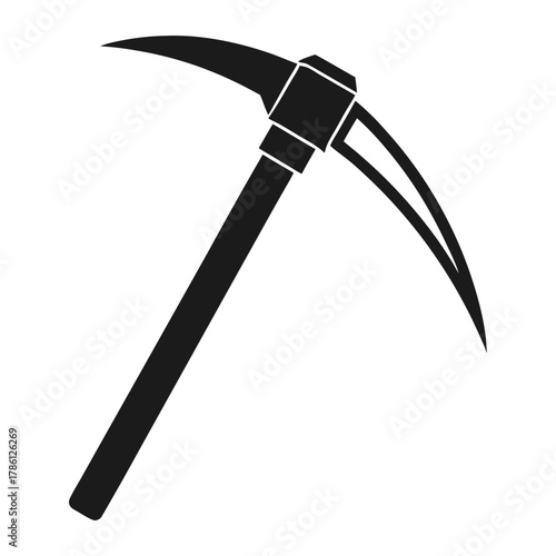 pickaxe black and white silhouette on white background