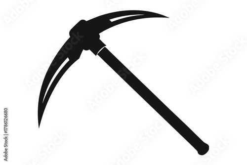 pickaxe black and white silhouette on white background