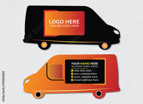 Creative Van Shape Die Cut Business Card Design Template