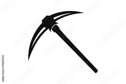 pickaxe black and white silhouette on white background