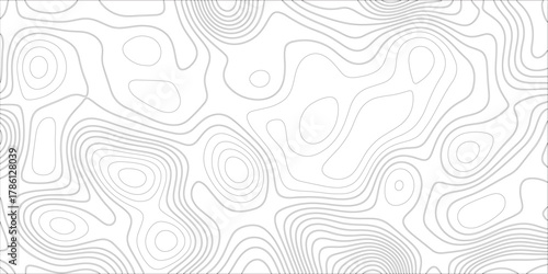 Ocean topographic line map with curvy wave isolines vector illustration. Abstract topographic contours map background, Vector contour topographic map. Cartography texture abstract banner use.	