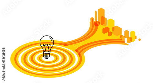 Idea Generation Leading to Digital Transformation and Urban Growth. Abstract Innovation Flow Concept Vector.
