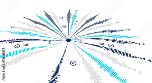 Radial Data Visualization: Abstract Perspective of Centralized Information Flow, Analytics, and Digital Network Expansion