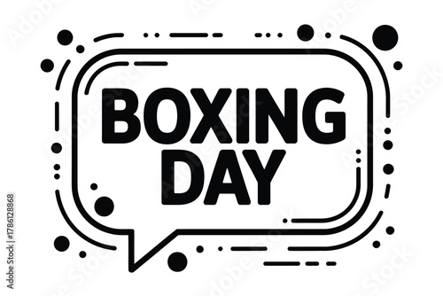 Boxing Day Sale promotional graphic with playful bubble border and dots