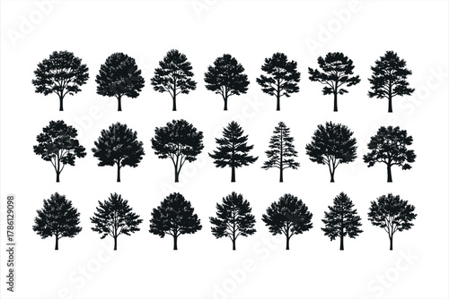 Collection of Diverse Tree Silhouettes