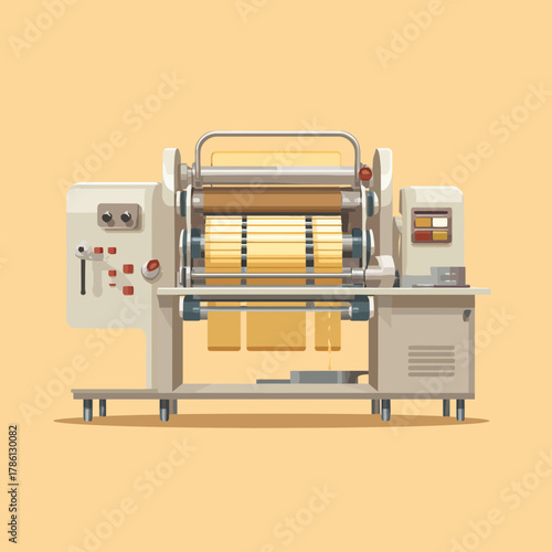 Flat vector illustration of a dumpling maker machine