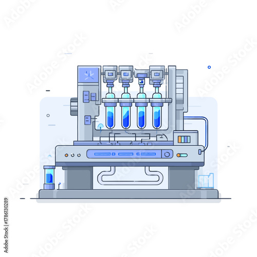 Illustration of a DNA Sequencer machine used for genetic analysis