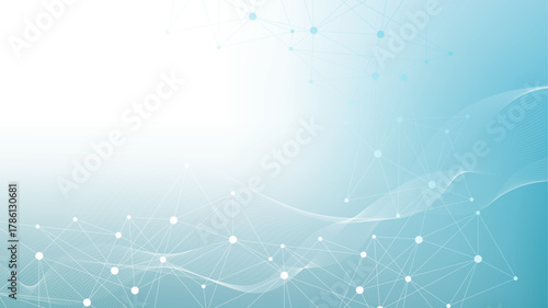 Global network connection website header or banner design. Abstract background with connecting dots and lines. Global business. Social network communication. Internet technology. Vector illustration