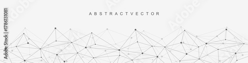 Global network connection website header or banner design. Abstract background with connecting dots and lines. Global business. Social network communication. Internet technology. Vector illustration.