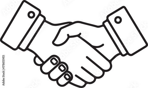 Handshake line icon agreement and partnership deal for business success
