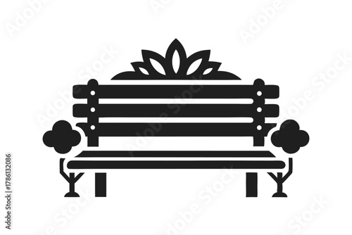 park bench icon black and white silhouette on white background